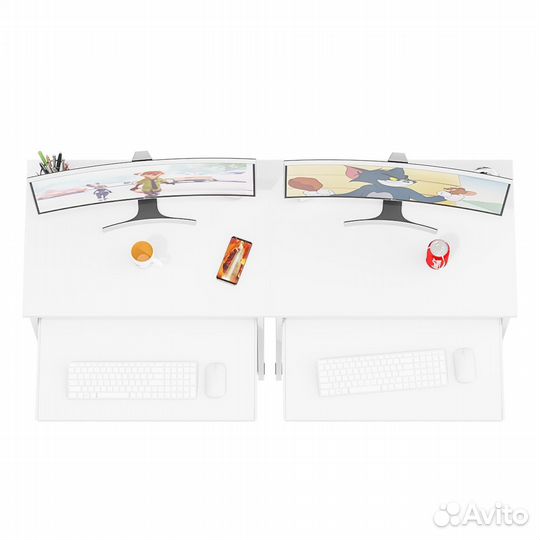 Два стола компьютерных Мебельный двор ск 11-1 белый шагрень, 149,2х50х75 см