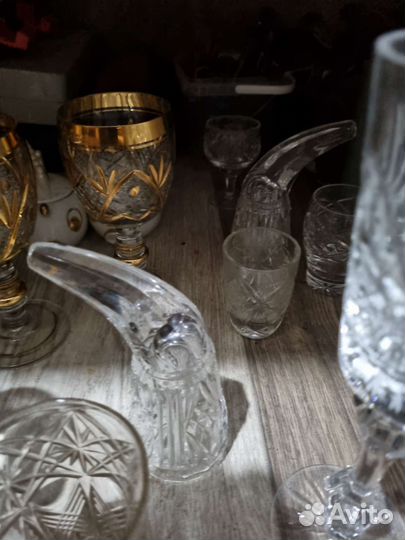 Хрустальные стаканы,бокалы,сахарница