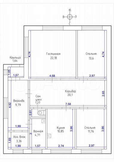Дом 97,6 м² на участке 8 сот.