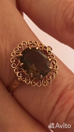 Старинное кольцо золото Аглия цитрин