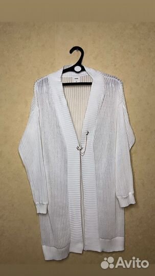 Женский кардиган длинный белый