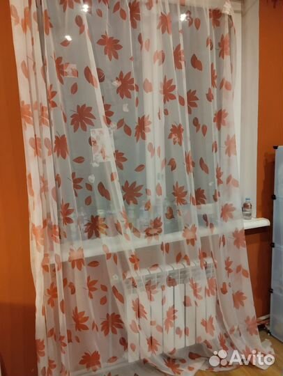 Тюль 2 шт 240 на 270 голубая и красная