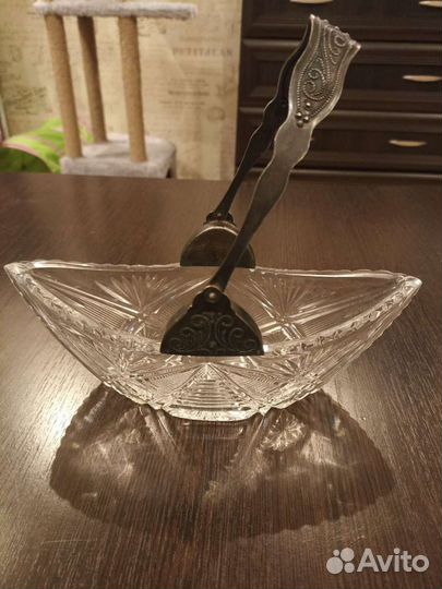 Конфетница хрусталь СССР мельхиор клеймо