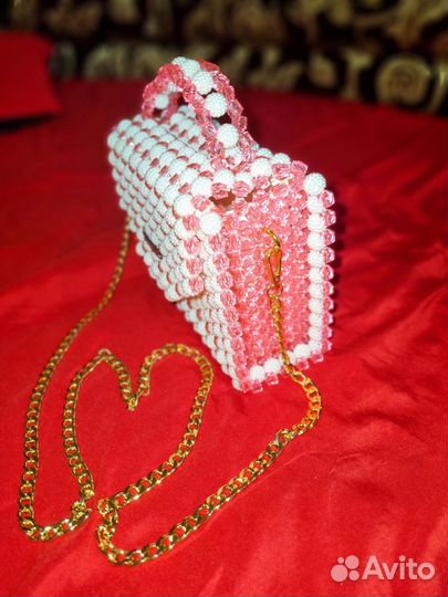 Сумка из акриловых бусин и шамбал ручная работа