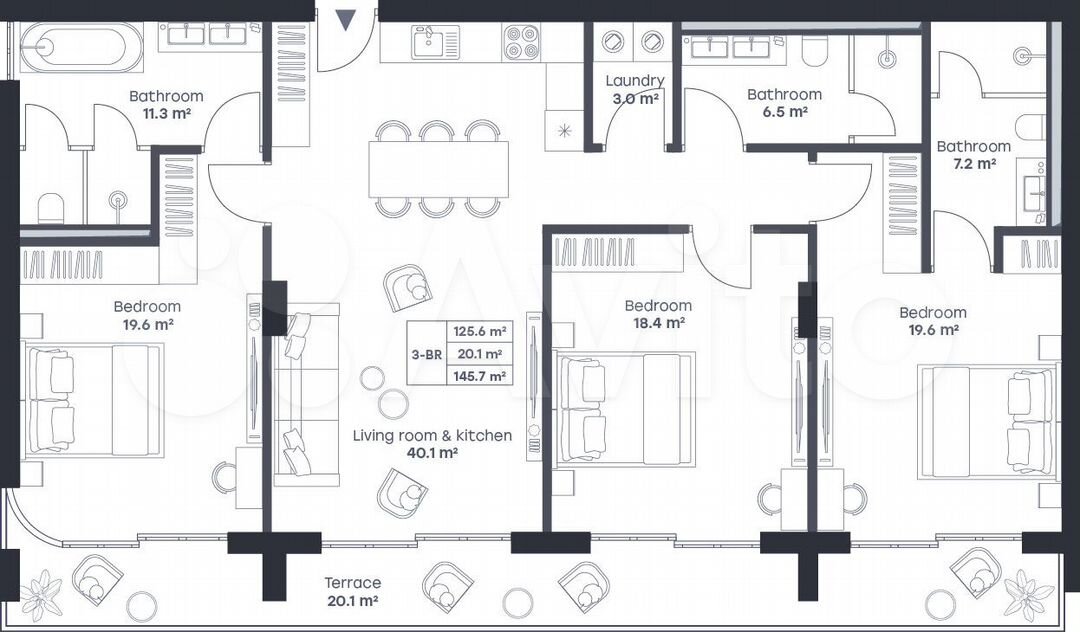 3-к. квартира, 145,8 м² (Таиланд)