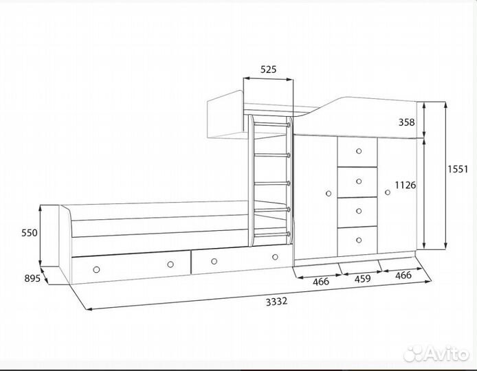 Детская кровать Белый/Шамони