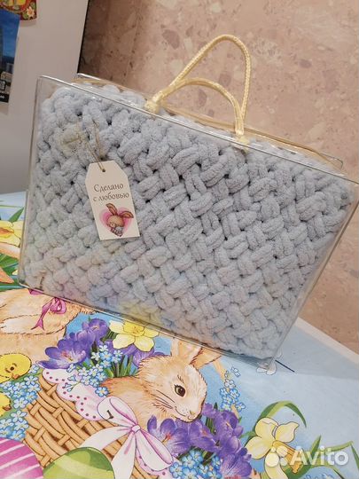 Плед детский вязаный новый