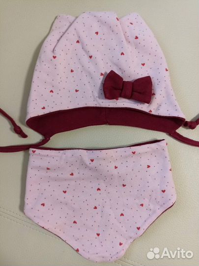 Шапка и снуд русбубон на 3-6месяцев