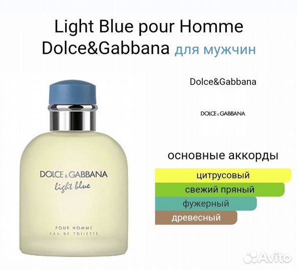 Мужская туалетная вода DG light blue pour homme
