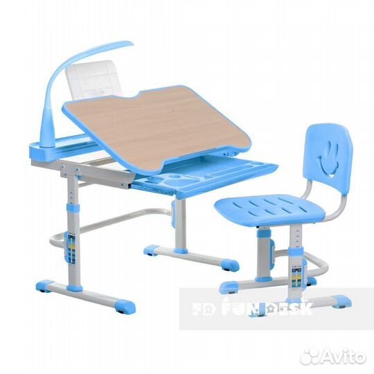 Детская парта И регулируемый стул цвет синий