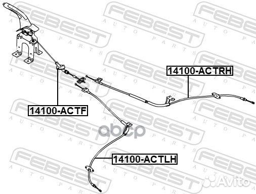 Трос ручного тормоза 14100actf Febest