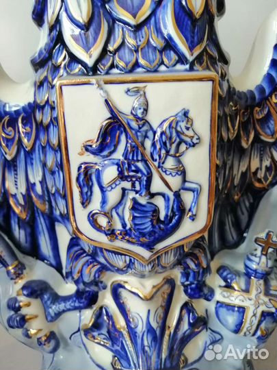 Фляга Герб РФ гжель