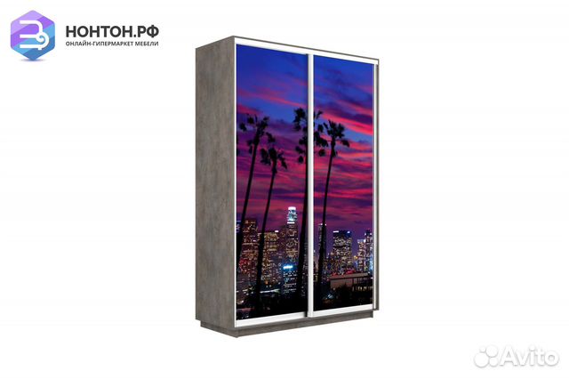 Шкаф-купе 2-х дверный Нонтон фото №1014 / бетон