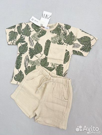 Летний костюм zara из муслина на мальчика