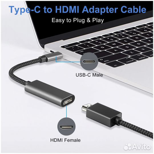 Переходник Type-C папа to hdmi мама ELfoC HD-CMF
