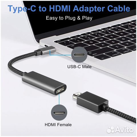 Переходник Type-C папа to hdmi мама ELfoC HD-CMF