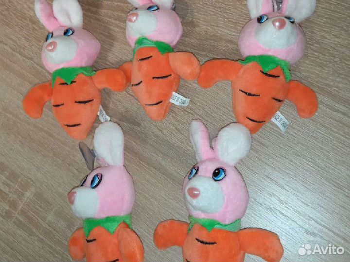 Мягкая игрушка, брелок заяц, кролик на липучке