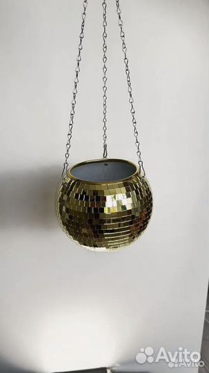 Кашпо из диско шара / кашпо из зеркальной мозаики