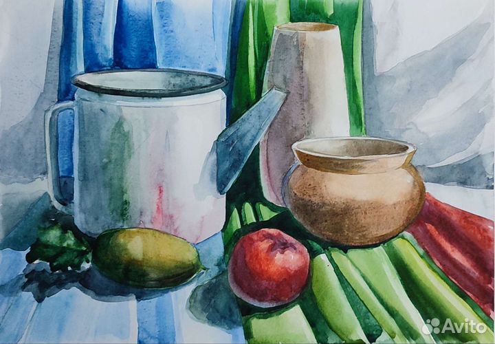 Учебные натюрморты акварелью