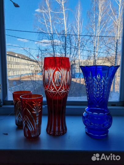 Цветное стекло СССР, вазы, бокалы