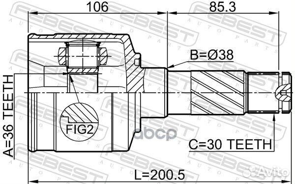 Шрус внутренний правый 36x38x30 mazda BT-50 06