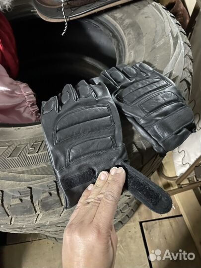 Мотоперчатки кожаные мужские без пальцев