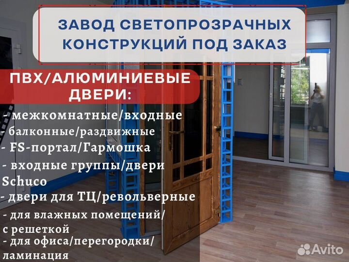 Пластиковые и алюминиевые двери, с завода