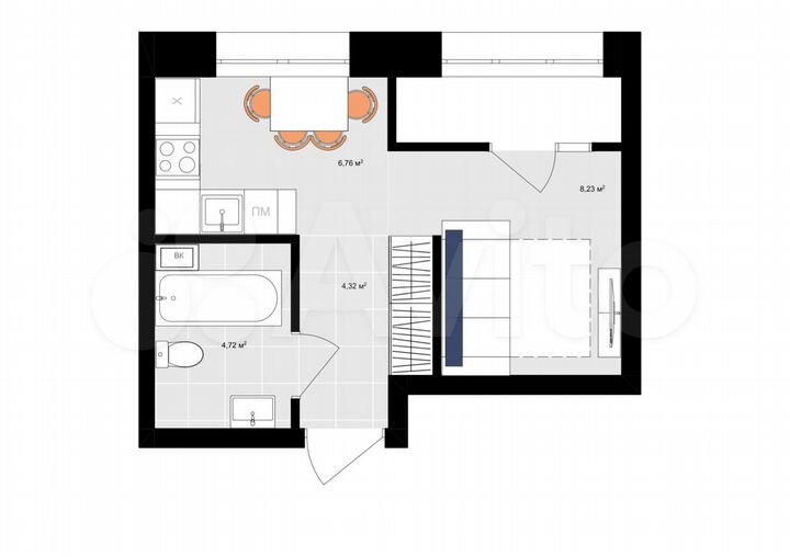1-к. квартира, 26,1 м², 2/19 эт.