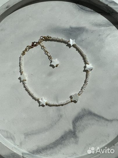 Анклет браслет на ногу из натуральных камней