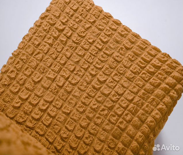 Чехол на стул со спинкой однотонный, Горчичный