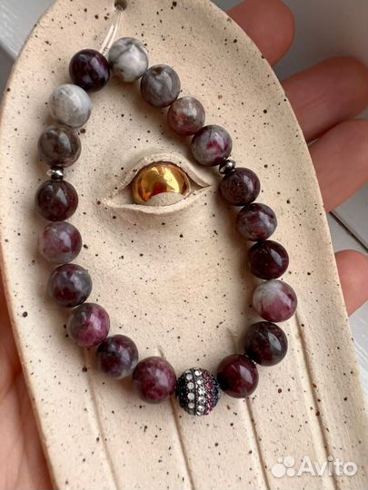 Розовый турмалин браслет ручная работа