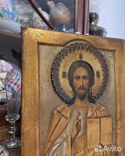 Старинная икона 1899 год Иисус Христос