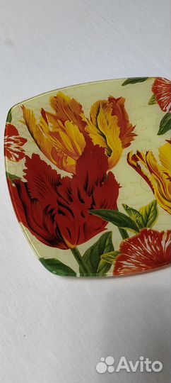 Тарелки большие сервировочные стеклянные 25см