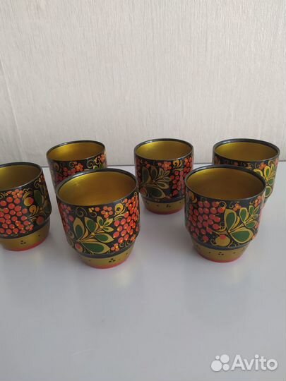 Стакан деревянный хохлома