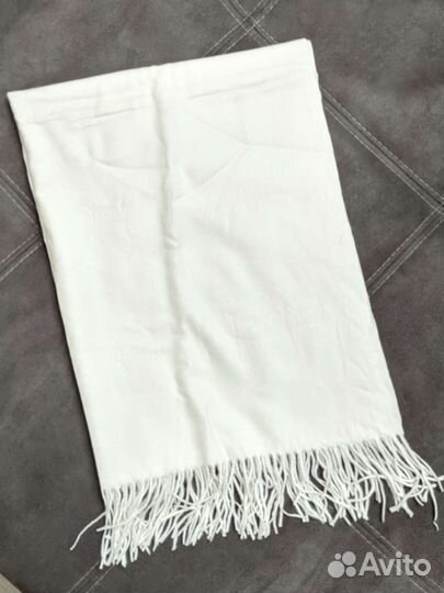 Кашемировый платок палантин белоснежный, 180x65 см