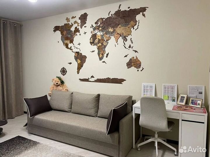 Многоуровневая 3D карта мира без подсветки