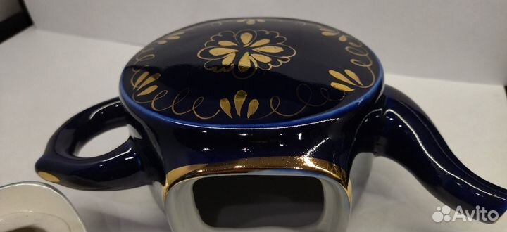 Чайник заварочный 600мл.кобальт, позолота гжель