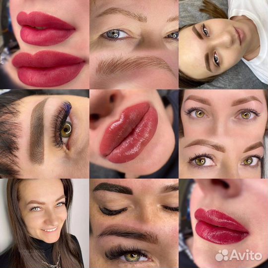 Перманентный макияж / татуаж бровей губ век