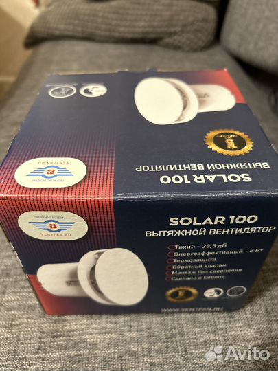 Вентилятор вытяжной Solar 100 с обратным клапаном