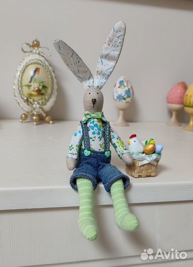 Заяц, интерьерная кукла, игрушка ручной работы