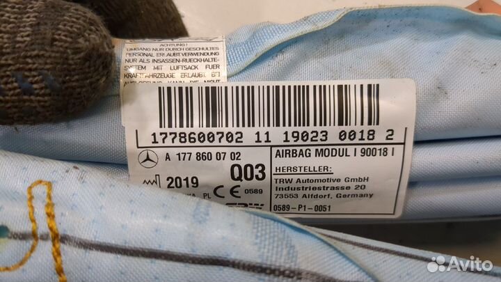 Подушка безопасности боковая (шторка) левая Mercedes A W177 2018, 2019