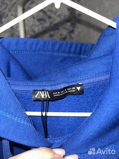 Синяя толстовка с капюшоном zara