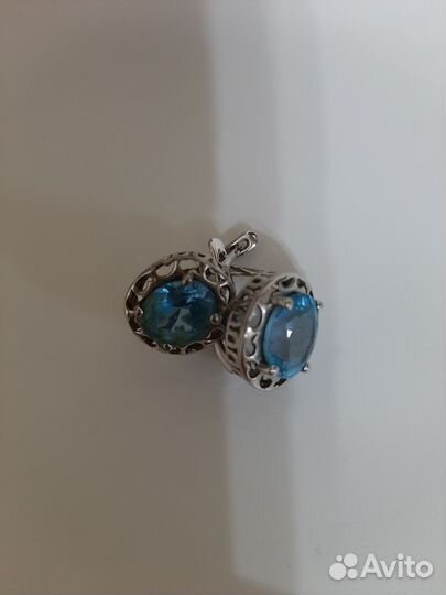 Серьги серебро с голубым топазом