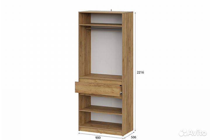 Шкаф двухстворчатый с полками и штангой прихожая