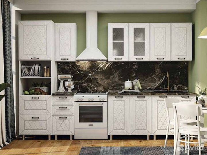 Кухня Афина айс Шкаф 8В2 корп белый, фасад 8В2