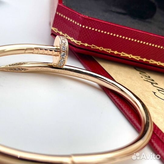 Браслет cartier гвоздь розовый с камнями vgold