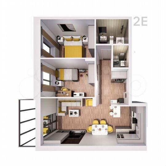 2-к. квартира, 66,6 м², 13/25 эт.