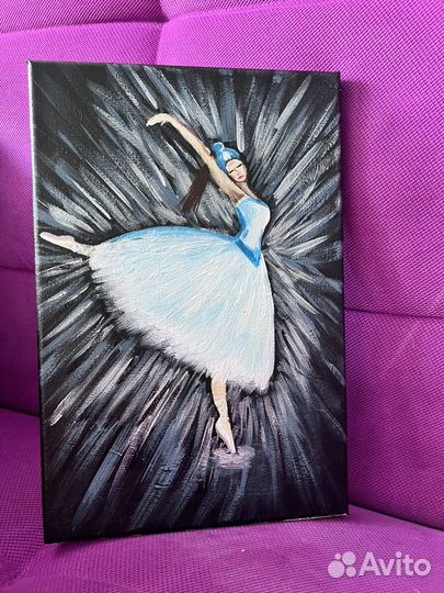 Картина акрилом на холсте 20*30 Балерина