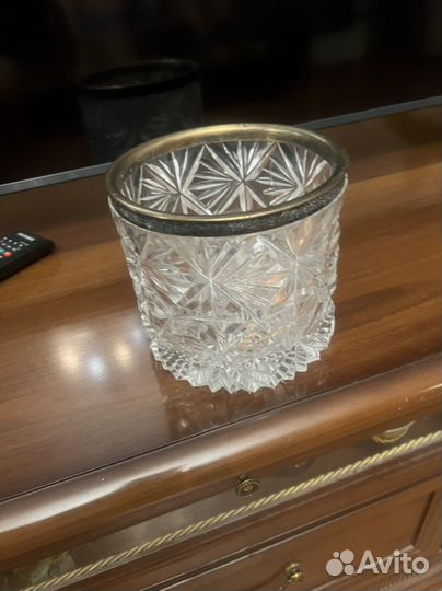 Хрусталь ваза конфетница мельхиор
