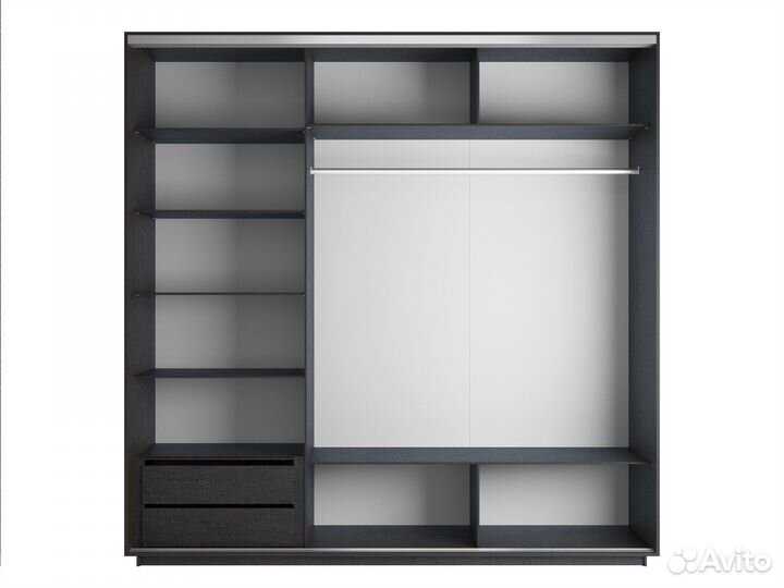 Шкаф купе 3 дверный, зеркальный, венге, 180-300 см